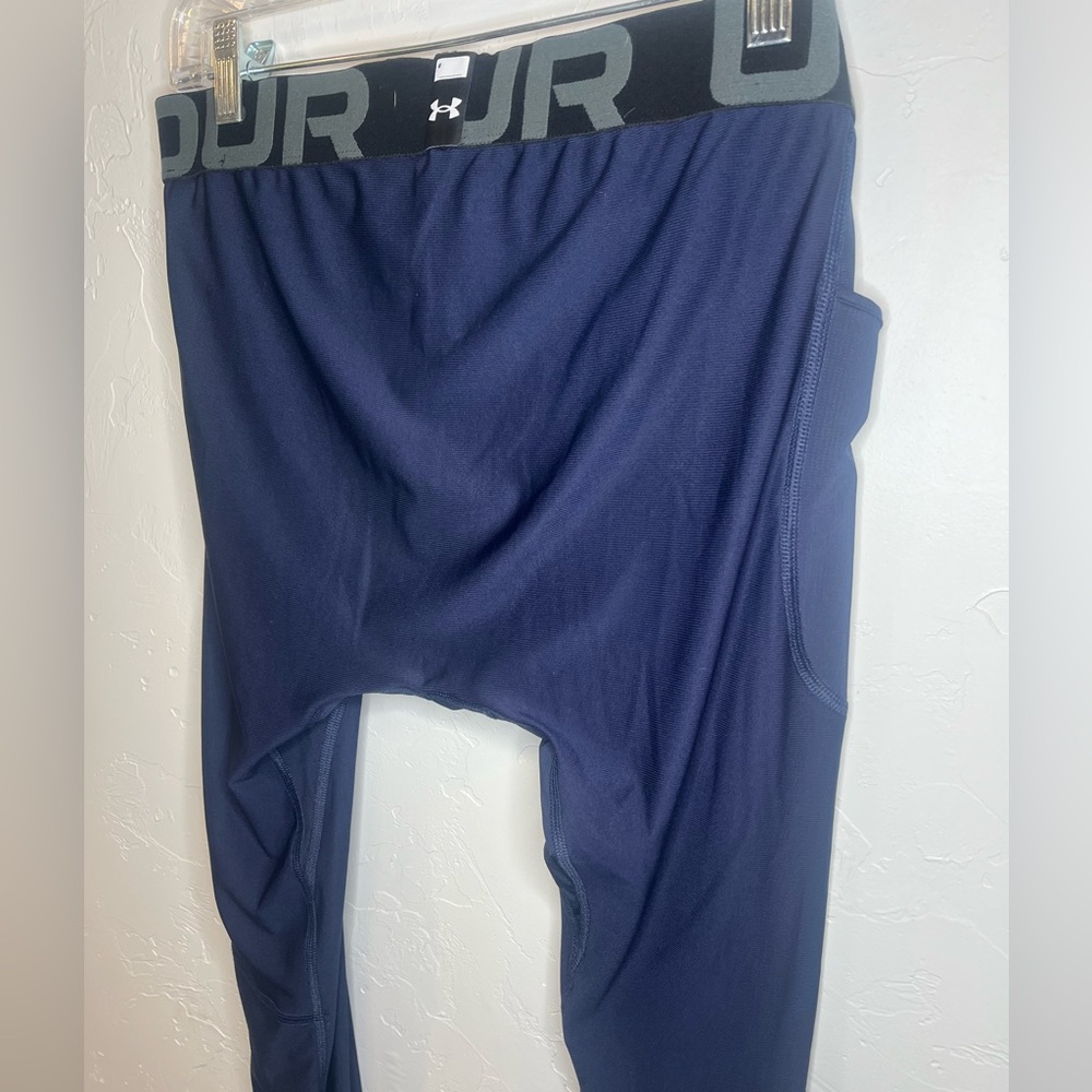 Under Armour HeatGear Blue‎ Men’s Athletic Compression Leggings - Picture 9 of 10